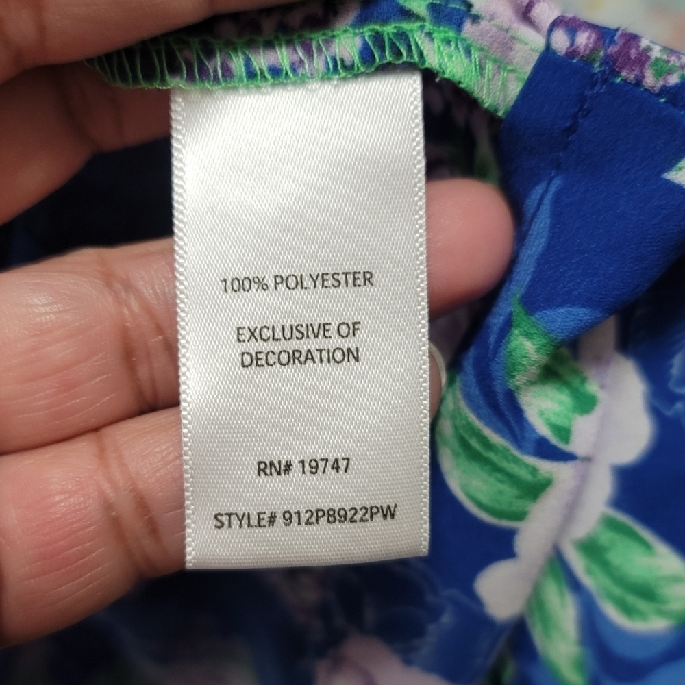 Sz XL The Pioneer Woman Mixed Media Floral Peasant Blouse Open Neck - Picture 7 of 8